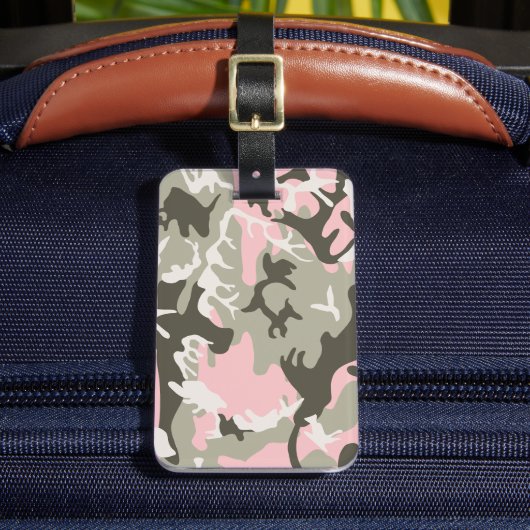 Étiquette À Bagage Camouflage rose et vert, Militaire, Armée (Insitu Rectoal 2)