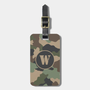 Étiquette À Bagage Camouflage Woodland Camo Khaki Tan Black Monogramm