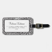 Étiquette À Bagage Camouflé de léopard noir et blanc (Devant horizontal)