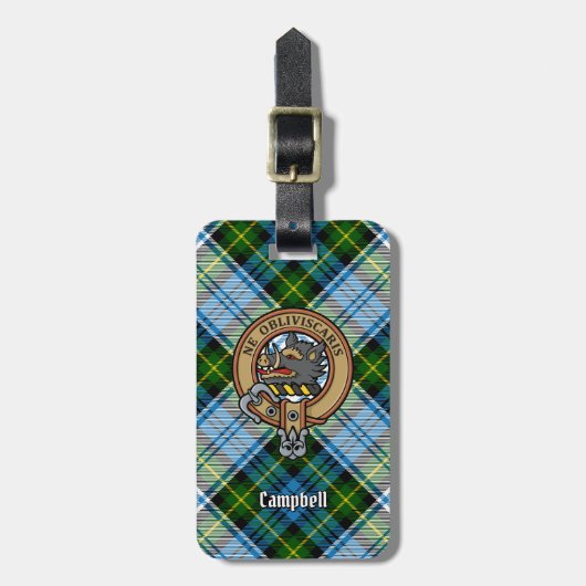 Étiquette À Bagage Campbell Crest au-dessus de Tartan (Devant Vertical)