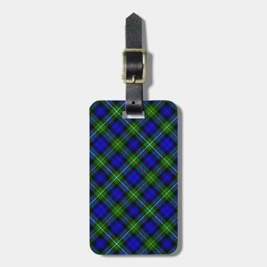 Étiquette À Bagage Campbell tartan bleu vert plaid (Devant Vertical)