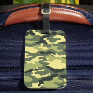 Étiquette À Bagage Camping Chasse Camouflage vert