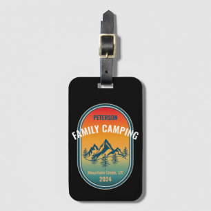 Étiquette À Bagage Camping familial sur mesure Vintage Sunset Adventu
