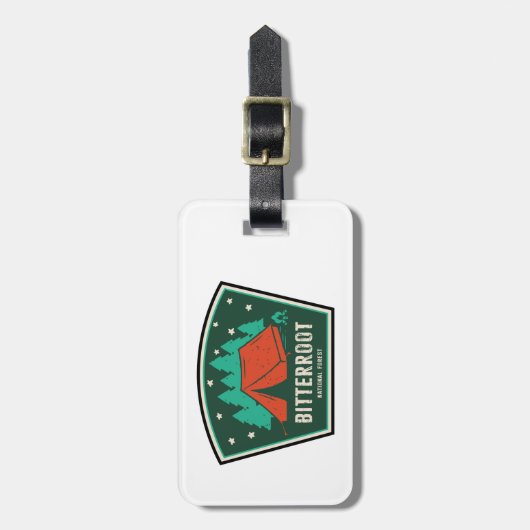 Étiquette À Bagage Camping forestier national Bitterroot (Devant Vertical)