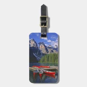 Étiquette À Bagage Canada, Alberta, lac Moraine. Des canoës rouges at