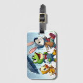 Étiquette À Bagage Canard mignon, grenouille, lapin sous la pluie (Devant Vertical)