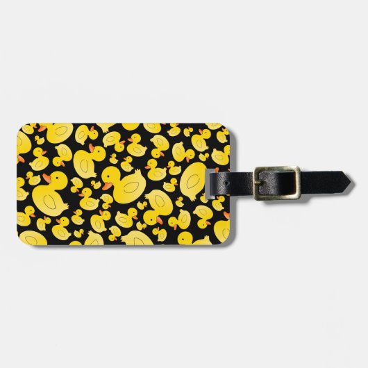 Étiquette À Bagage Canards en caoutchouc noirs mignons (Devant horizontal)