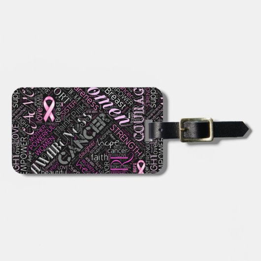 Étiquette À Bagage Cancer du sein Sensibilisation Mot Cloud ID261 (Devant horizontal)