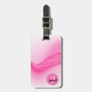 Étiquette À Bagage Candy rose Vagues modernes Monogramme