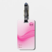 Étiquette À Bagage Candy rose Vagues modernes Monogramme (Dos Vertical)