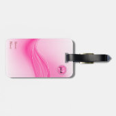 Étiquette À Bagage Candy rose Vagues modernes Monogramme (Dos horizontal)