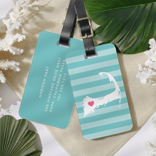 Étiquette À Bagage Cape Cod Heart | Ville natale