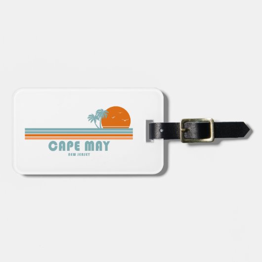 Étiquette À Bagage Cape May New Jersey Sun Palm Trees (Devant horizontal)