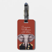 Étiquette À Bagage Capitaine Elephant | ajoutent votre nom (Dos Vertical)