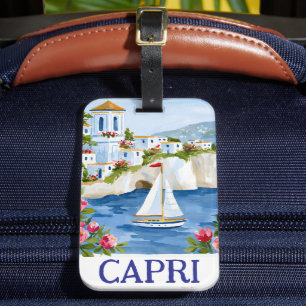 Étiquette À Bagage Capri Italie Art à l'aquarelle Côte d'Amalfi
