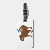 Étiquette À Bagage Capybara de bande dessinée avec l'oiseau bleu sur (Devant Vertical)