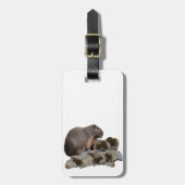 Étiquette À Bagage Capybaras De Mère Et De Bébé, (Devant Vertical)