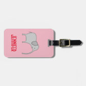 Étiquette À Bagage Caractère de sourire mignon d'éléphant, nom (Devant horizontal)