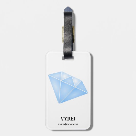 Étiquette À Bagage Carat diamant bleu brillant (Dos Vertical)