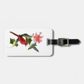 Étiquette À Bagage Cardinal et Colibri rose Lily Personnalisé (Devant horizontal)