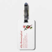 Étiquette À Bagage Cardinal et Colibri rose Lily Personnalisé (Dos Vertical)