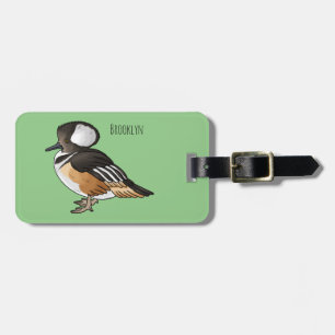Étiquette À Bagage Caricature à capuchon d'oiseau marchand
