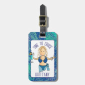 Étiquette À Bagage Caricature amusante pour sa croisière en maillot d (Devant Vertical)