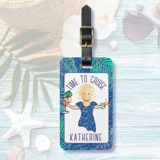 Étiquette À Bagage Caricature amusante pour sa plage de croisière
