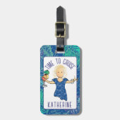 Étiquette À Bagage Caricature amusante pour sa plage de croisière (Devant Vertical)
