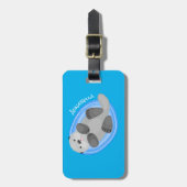 Étiquette À Bagage Caricature bleu loutre de mer joyeux (Devant Vertical)