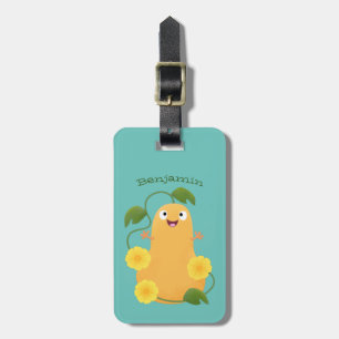Étiquette À Bagage Caricature citrouille gourde en beuret joyeux