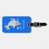 Étiquette À Bagage Caricature de bulles de narval joyeux (Devant horizontal)