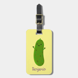Étiquette À Bagage Caricature de cornichon joyeux