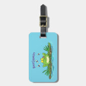 Étiquette À Bagage Caricature de grenouille vert mignon (Devant Vertical)