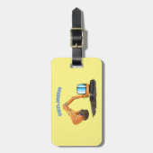 Étiquette À Bagage Caricature de la pelle orange (Devant Vertical)