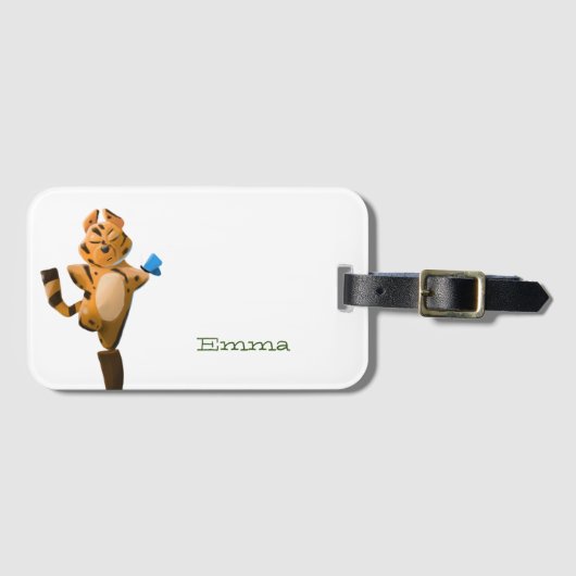 Étiquette À Bagage Caricature de l'année tigre personnalisée (Devant Horizontal)