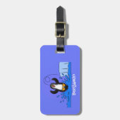 Étiquette À Bagage Caricature de manchot joyeux sautant (Devant Vertical)