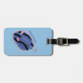 Étiquette À Bagage Caricature de nudibranche bleu mignon (Devant horizontal)