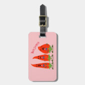 Étiquette À Bagage Caricature de piments chantants mignons (Devant Vertical)