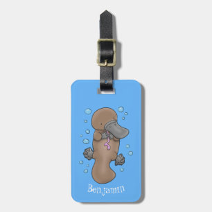 Étiquette À Bagage Caricature de platypus bébé très heureuse