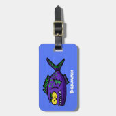 Étiquette À Bagage Caricature de poisson de Piranha (Devant Vertical)