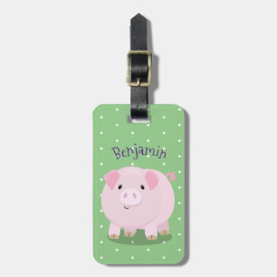Étiquette À Bagage Caricature de porc mignon rose pot vendue