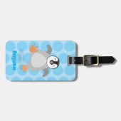 Étiquette À Bagage Caricature de poussin de pingouin mignon et joyeus (Devant horizontal)