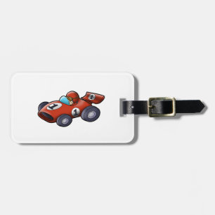 Étiquette À Bagage Caricature de voiture rouge classique pour enfants