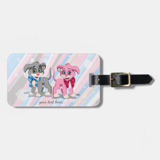 Étiquette À Bagage Caricature des chiots du nez du coeur