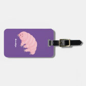 Étiquette À Bagage Caricature d'ours d'eau tardigrade rose mignon (Devant horizontal)