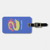 Étiquette À Bagage Caricature humoristique murène verte (Devant horizontal)