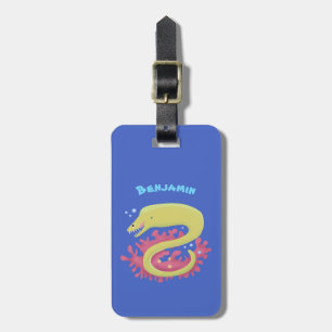 Étiquette À Bagage Caricature humoristique murène verte