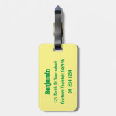 Étiquette À Bagage Caricature jaune mangue mignonne (Dos Vertical)