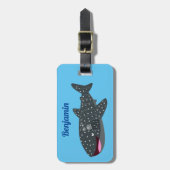 Étiquette À Bagage Caricature joli requin baleine joyeux (Devant Vertical)